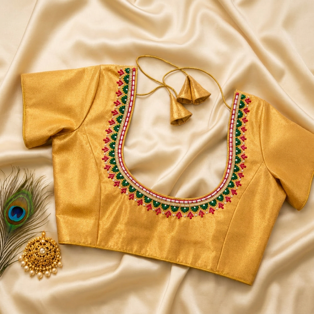 Gold Bridal Blouse Detailing